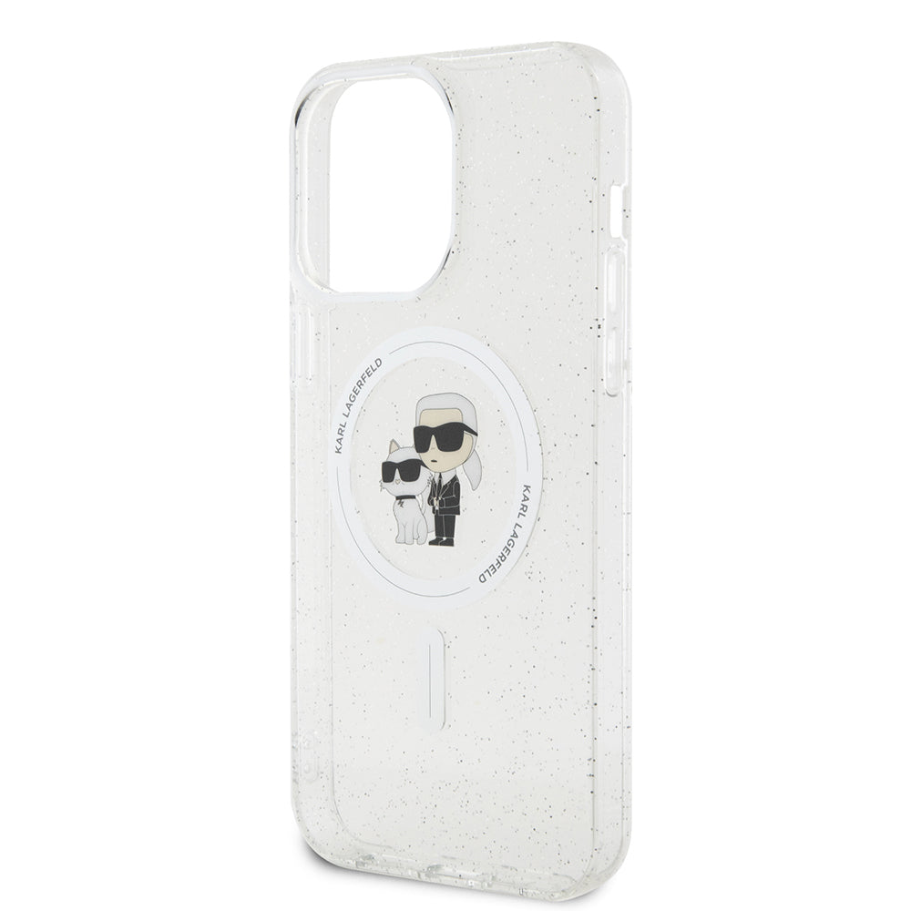 Capa MagSafe para Apple iPhone 15 Pro Max, Karl Lagerfeld, Glitter, Transparente