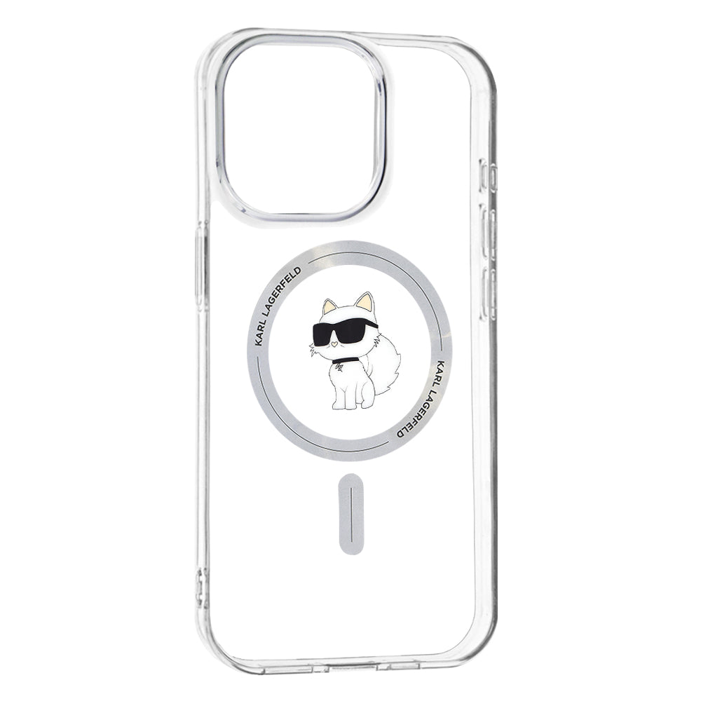 Capa MagSafe para Apple iPhone 15 Pro Max, Karl Lagerfeld, IML Choupette, Transparente