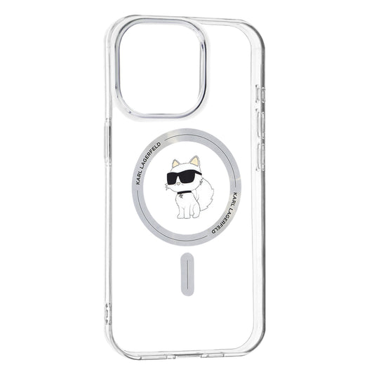 Capa MagSafe para Apple iPhone 15 Pro Max, Karl Lagerfeld, IML Choupette, Transparente