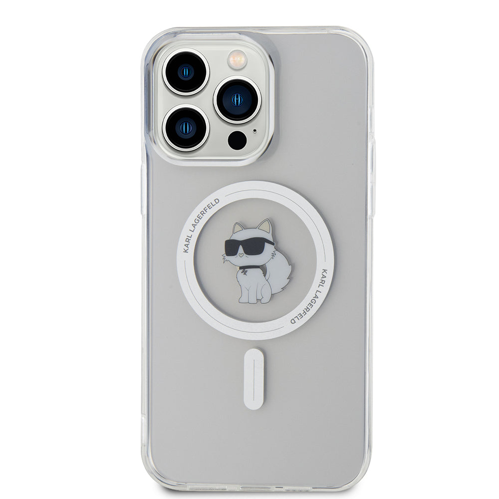 Capa MagSafe para Apple iPhone 15 Pro Max, Karl Lagerfeld, IML Choupette, Transparente