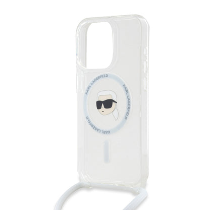 Capa MagSafe para Apple iPhone 15 Pro Max, Karl Lagerfeld, IML Crossbody Karl's Head, Transparente