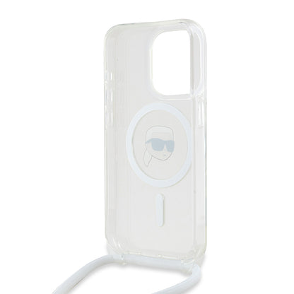 Capa MagSafe para Apple iPhone 15 Pro Max, Karl Lagerfeld, IML Crossbody Karl's Head, Transparente