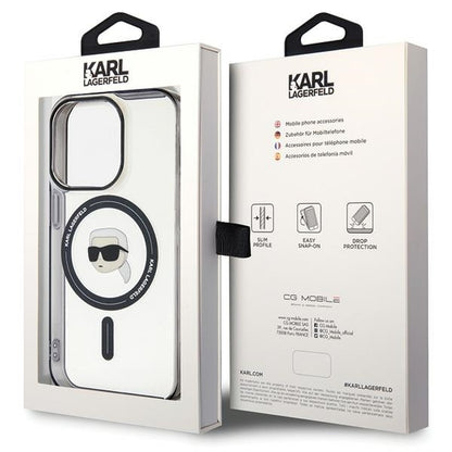 Capa MagSafe para Apple iPhone 15 Pro Max, Karl Lagerfeld, IML Karl's Head, Transparente