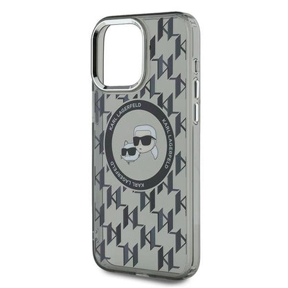 Capa MagSafe para Apple iPhone 15 Pro Max, Karl Lagerfeld, IML Monograma Karl & Cabeças de Choupette, Preta