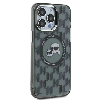Capa MagSafe para Apple iPhone 15 Pro Max, Karl Lagerfeld, IML Monograma Karl & Cabeças de Choupette, Preta