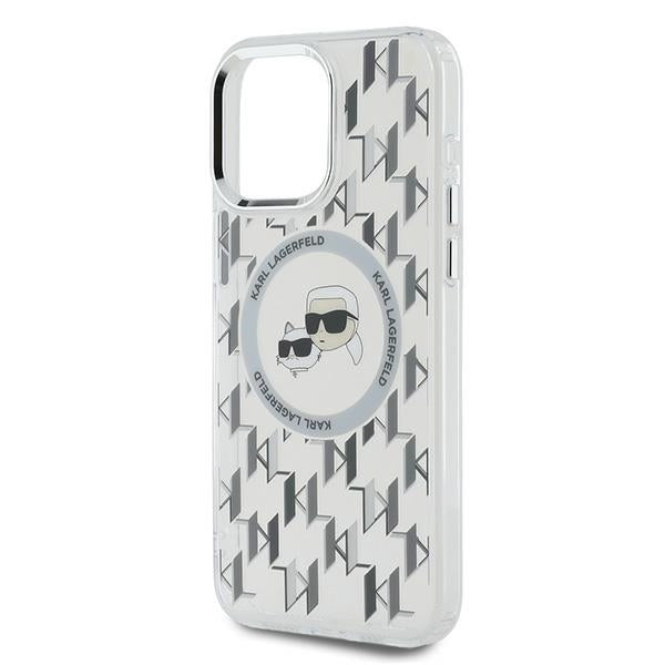 Capa MagSafe para Apple iPhone 15 Pro Max, Karl Lagerfeld, IML Monograma Karl & Cabeças de Choupette, Transparente