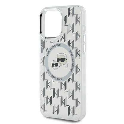Capa MagSafe para Apple iPhone 15 Pro Max, Karl Lagerfeld, IML Monograma Karl & Cabeças de Choupette, Transparente