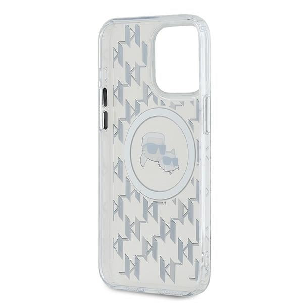 Capa MagSafe para Apple iPhone 15 Pro Max, Karl Lagerfeld, IML Monograma Karl & Cabeças de Choupette, Transparente