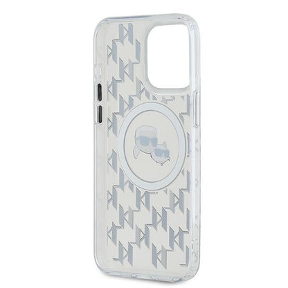 Capa MagSafe para Apple iPhone 15 Pro Max, Karl Lagerfeld, IML Monograma Karl & Cabeças de Choupette, Transparente