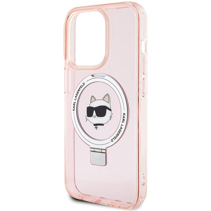 Capa MagSafe para Apple iPhone 15 Pro Max, Karl Lagerfeld, Ring Stand Choupette's Head, Rosa