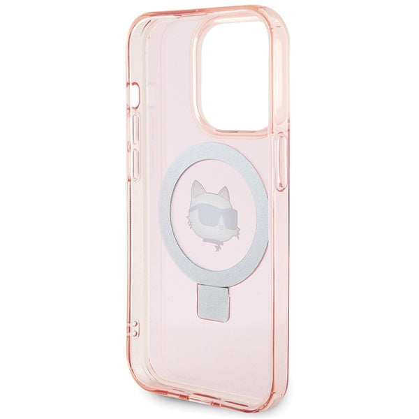 Capa MagSafe para Apple iPhone 15 Pro Max, Karl Lagerfeld, Ring Stand Choupette's Head, Rosa