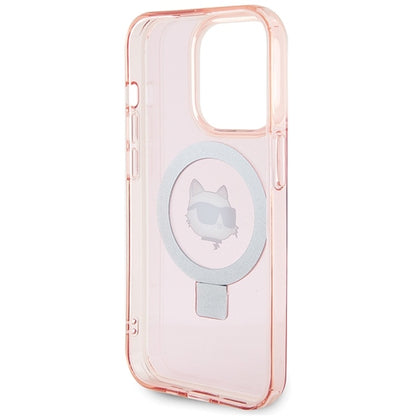 Capa MagSafe para Apple iPhone 15 Pro Max, Karl Lagerfeld, Ring Stand Choupette's Head, Rosa