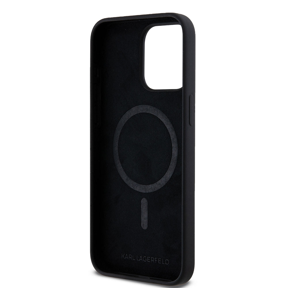 Capa MagSafe para Apple iPhone 15 Pro Max, Karl Lagerfeld, Silicone Choupette's Head, Preta