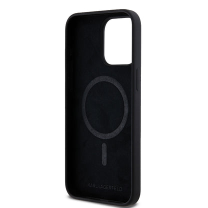 Capa MagSafe para Apple iPhone 15 Pro Max, Karl Lagerfeld, Silicone Choupette's Head, Preta