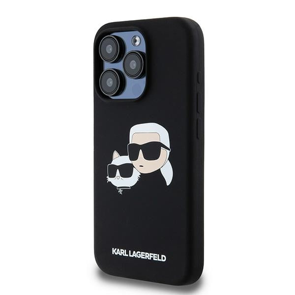 Capa MagSafe para Apple iPhone 15 Pro Max, Karl Lagerfeld, Silicone Karl & Choupette, Preta