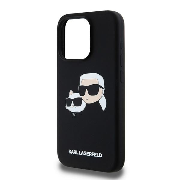 Capa MagSafe para Apple iPhone 15 Pro Max, Karl Lagerfeld, Silicone Karl & Choupette, Preta