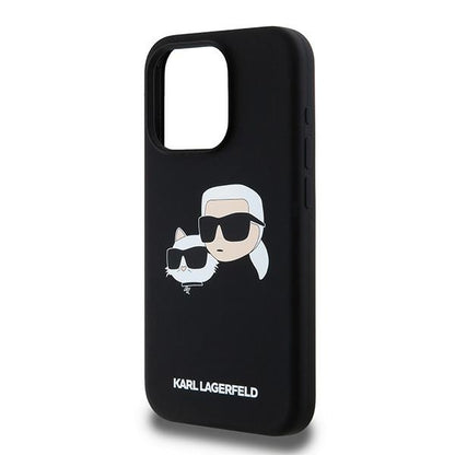 Capa MagSafe para Apple iPhone 15 Pro Max, Karl Lagerfeld, Silicone Karl & Choupette, Preta