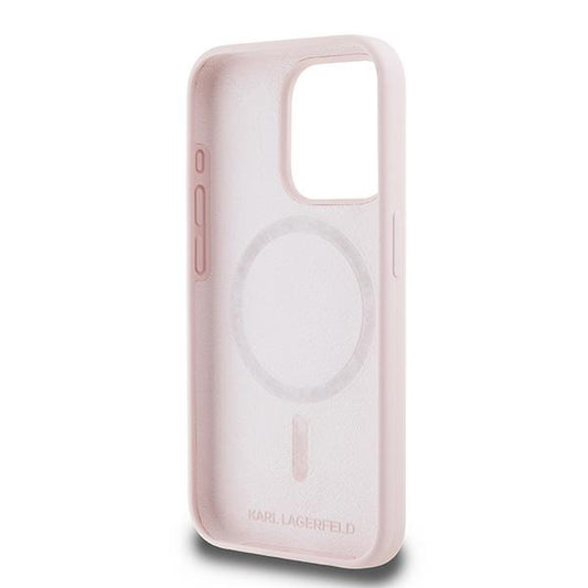 Capa MagSafe para Apple iPhone 15 Pro Max, Karl Lagerfeld, Silicone Karl & Choupette, Rosa