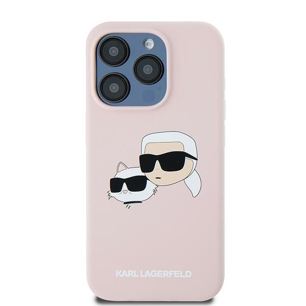 Capa MagSafe para Apple iPhone 15 Pro Max, Karl Lagerfeld, Silicone Karl & Choupette, Rosa