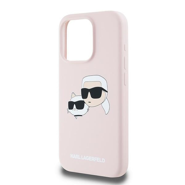 Capa MagSafe para Apple iPhone 15 Pro Max, Karl Lagerfeld, Silicone Karl & Choupette, Rosa