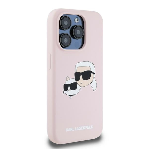 Capa MagSafe para Apple iPhone 15 Pro Max, Karl Lagerfeld, Silicone Karl & Choupette, Rosa