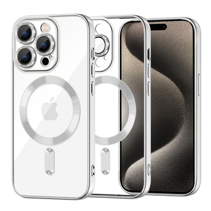 Capa MagSafe para Apple iPhone 15 Pro Max, Techsuit, Luxury Crystal, Prateada