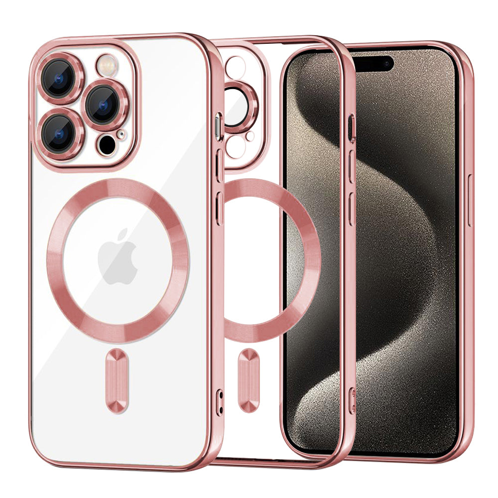 Capa MagSafe para Apple iPhone 15 Pro Max, Techsuit, Luxury Crystal, Rosa