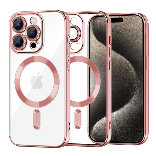MagSafe Case for Apple iPhone 15 Pro Max, Techsuit, Luxury Crystal, Pink