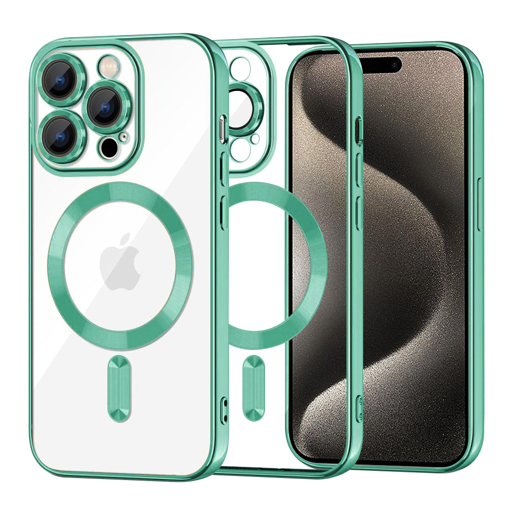 Capa MagSafe para Apple iPhone 15 Pro Max, Techsuit, Luxury Crystal, Verde Claro