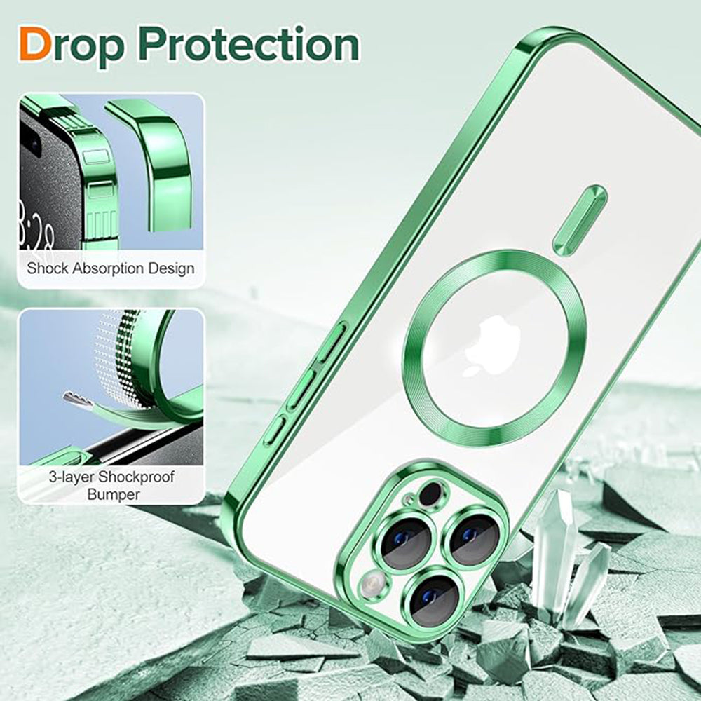 Capa MagSafe para Apple iPhone 15 Pro Max, Techsuit, Luxury Crystal, Verde Claro