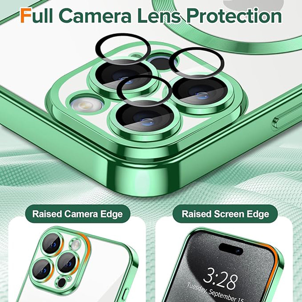 Capa MagSafe para Apple iPhone 15 Pro Max, Techsuit, Luxury Crystal, Verde Claro