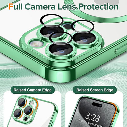 Capa MagSafe para Apple iPhone 15 Pro Max, Techsuit, Luxury Crystal, Verde Claro