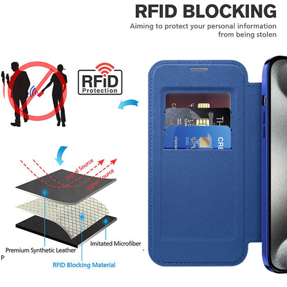 Capa MagSafe para Apple iPhone 15 Pro Max, Techsuit, SmartMag Book, Azul
