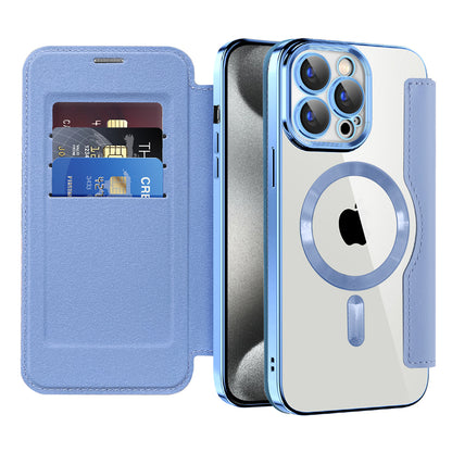 Capa MagSafe para Apple iPhone 15 Pro Max, Techsuit, SmartMag Book, Azul