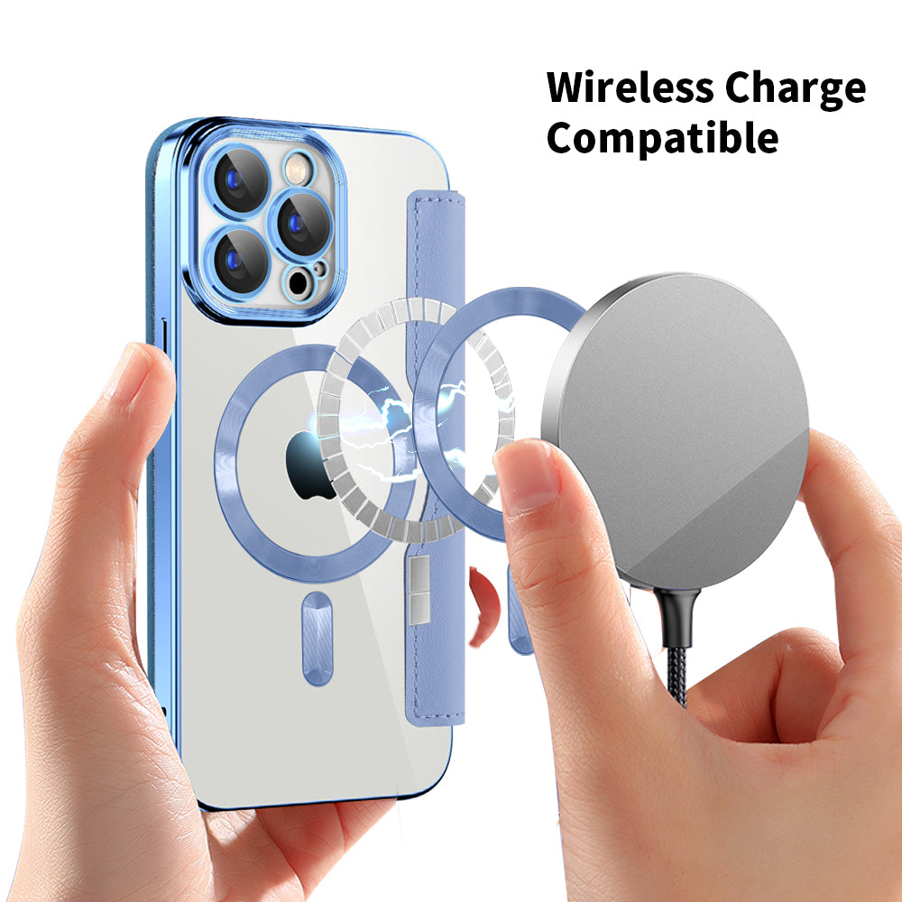 Capa MagSafe para Apple iPhone 15 Pro Max, Techsuit, SmartMag Book, Azul
