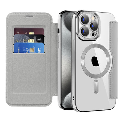 Capa MagSafe para Apple iPhone 15 Pro Max, Techsuit, SmartMag Book, Cinzento