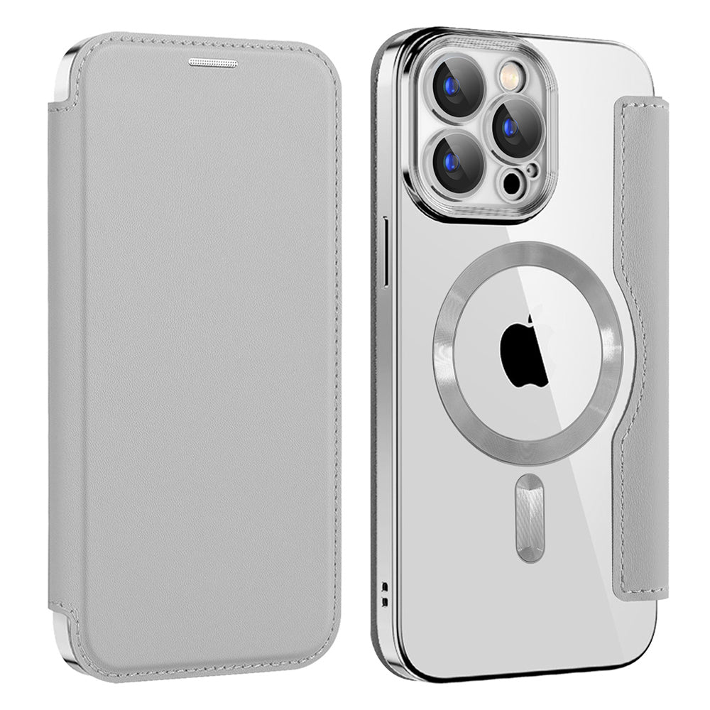 Capa MagSafe para Apple iPhone 15 Pro Max, Techsuit, SmartMag Book, Cinzento