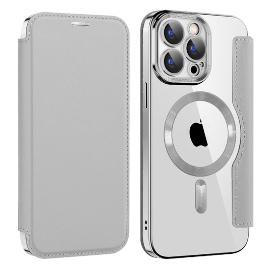 Capa MagSafe para Apple iPhone 15 Pro Max, Techsuit, SmartMag Book, Cinzento