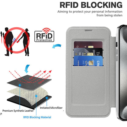 Capa MagSafe para Apple iPhone 15 Pro Max, Techsuit, SmartMag Book, Cinzento