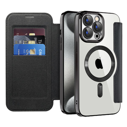 Capa MagSafe para Apple iPhone 15 Pro Max, Techsuit, SmartMag Book, Preta