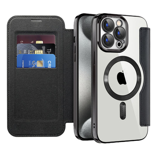 Capa MagSafe para Apple iPhone 15 Pro Max, Techsuit, SmartMag Book, Preta