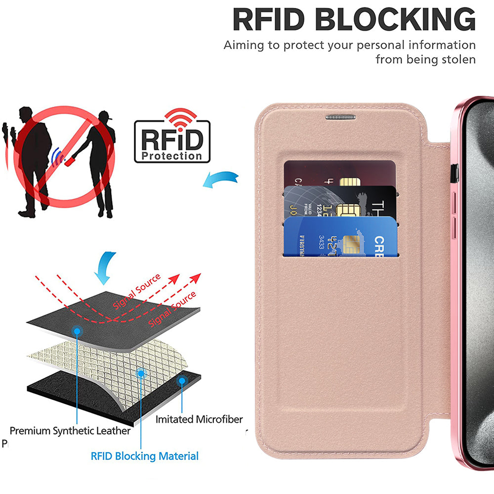 Capa MagSafe para Apple iPhone 15 Pro Max, Techsuit, SmartMag Book, Rosa