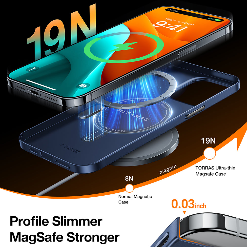 Capa MagSafe para Apple iPhone 15 Pro Max, Torras, OriginFit, Azul-marinho