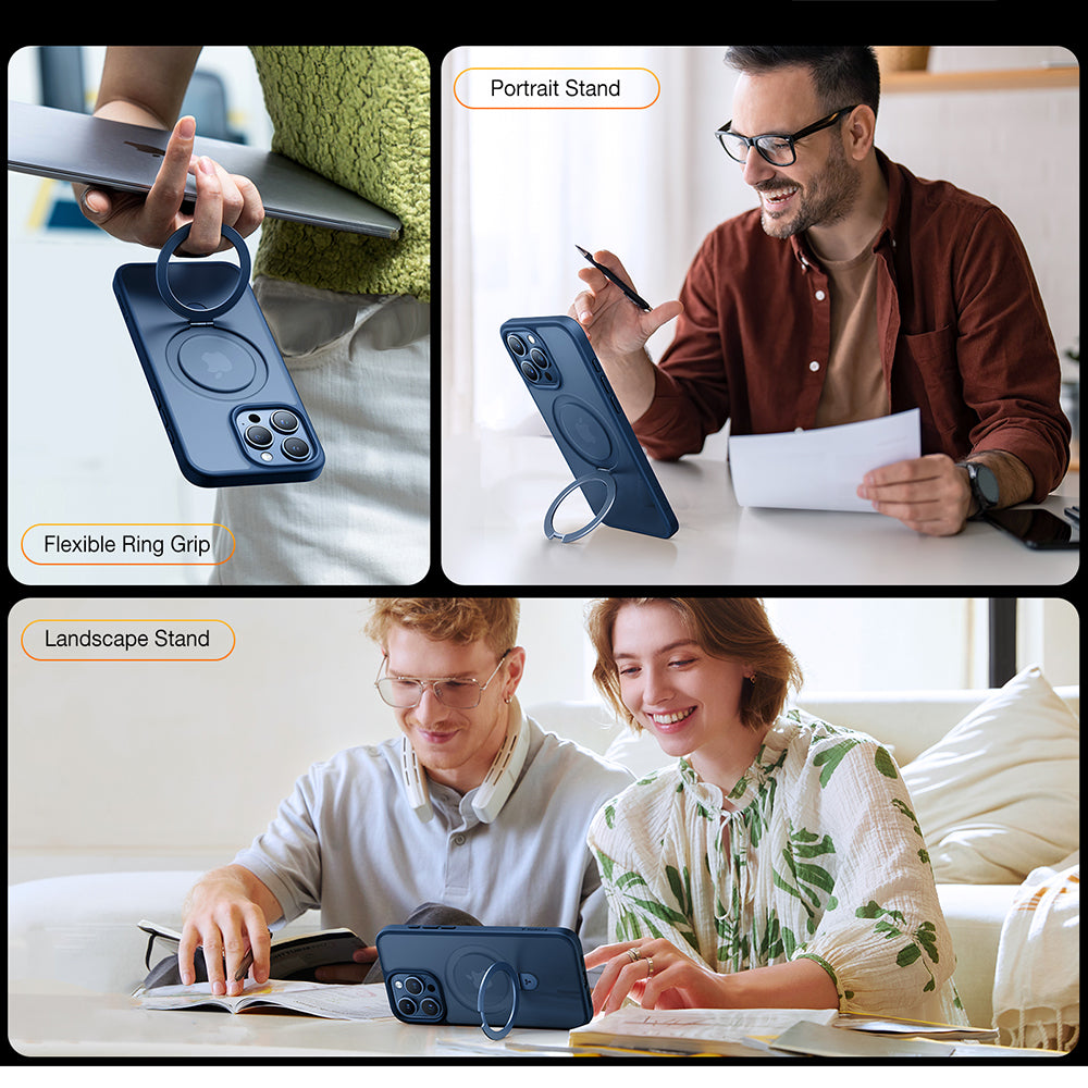 Capa MagSafe para Apple iPhone 15 Pro Max, Torras, Ostand, Azul-marinho