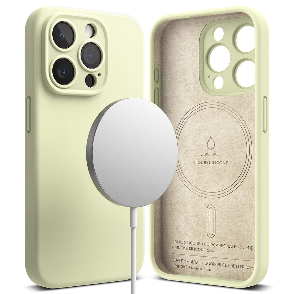 Capa MagSafe para Apple iPhone 15 Pro, Ringke, Silicone, Verde Lima