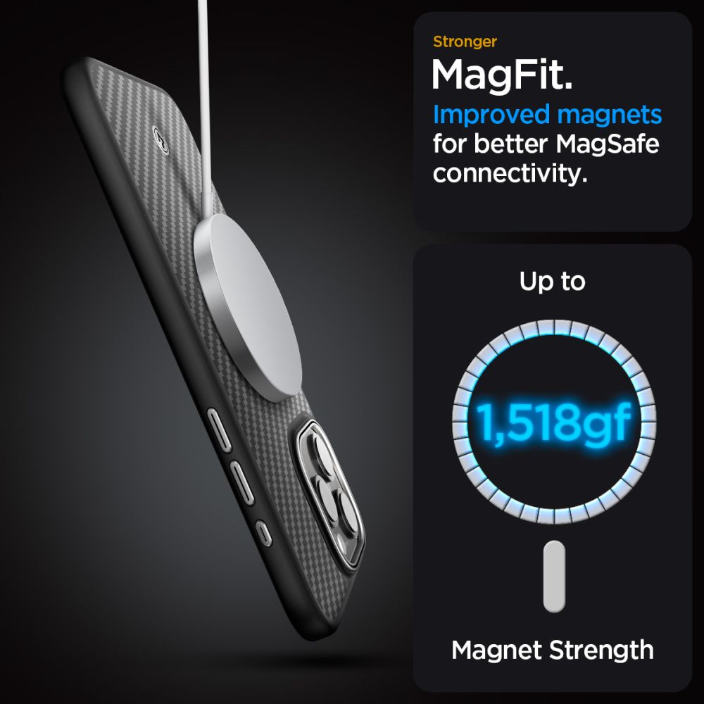 MagSafe Case for Apple iPhone 15 Pro, Spigen, Enzo Aramid, Matte Black
