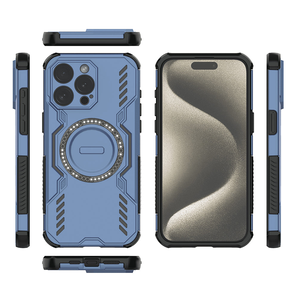 MagSafe Case for Apple iPhone 15 Pro, Techsuit, ArmorMag, Blue