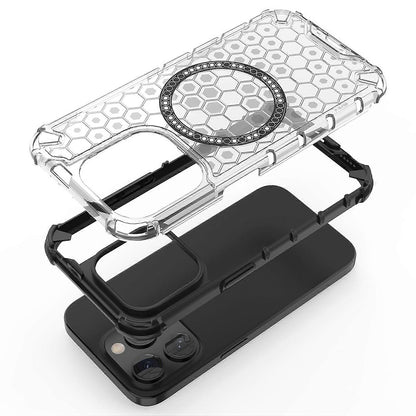 Capa MagSafe para Apple iPhone 15 Pro, Techsuit, HoneyComb Shield, Branca