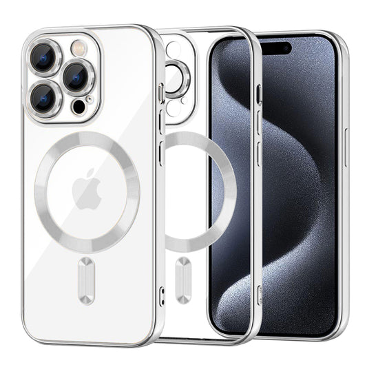 Capa MagSafe para Apple iPhone 15 Pro, Techsuit, Luxury Crystal, Prateada