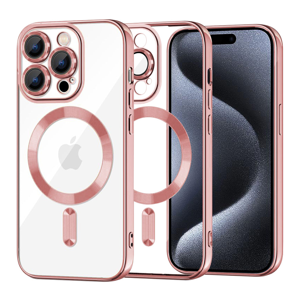 Capa MagSafe para Apple iPhone 15 Pro, Techsuit, Luxury Crystal, Rosa